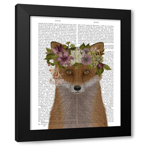 Fox Bohemian Book Print Black Modern Wood Framed Art Print by Fab Funky
