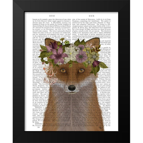 Fox Bohemian Book Print Black Modern Wood Framed Art Print by Fab Funky