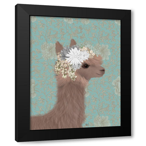 Llama Bohemian 3 Black Modern Wood Framed Art Print with Double Matting by Fab Funky