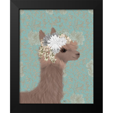 Llama Bohemian 3 Black Modern Wood Framed Art Print by Fab Funky