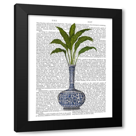 Chinoiserie Vase 3, With Plant Book Print Black Modern Wood Framed Art Print by Fab Funky
