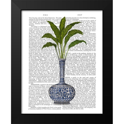 Chinoiserie Vase 3, With Plant Book Print Black Modern Wood Framed Art Print by Fab Funky