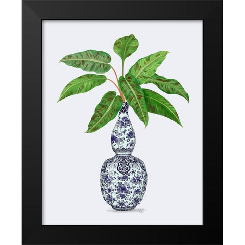 Chinoiserie Vase 1, With Plant Black Modern Wood Framed Art Print by Fab Funky