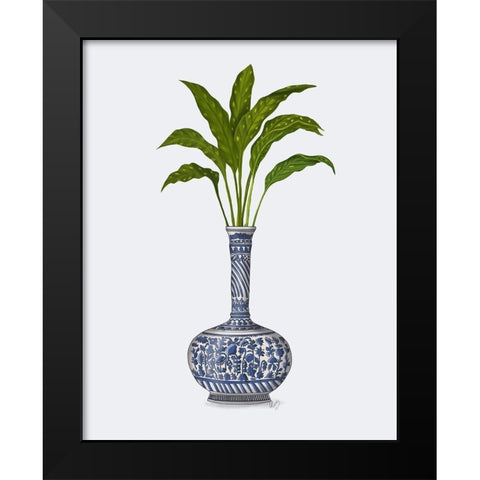 Chinoiserie Vase 3, With Plant Black Modern Wood Framed Art Print by Fab Funky
