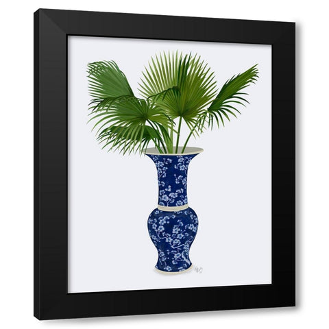 Chinoiserie Vase 8, With Plant Black Modern Wood Framed Art Print by Fab Funky