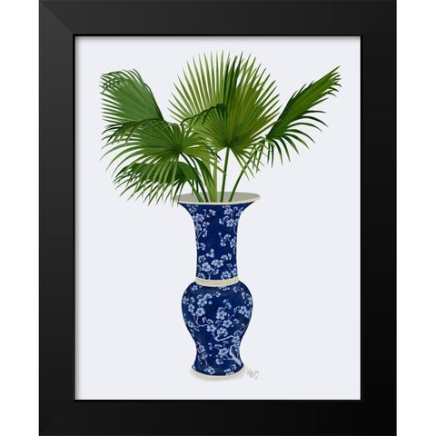 Chinoiserie Vase 8, With Plant Black Modern Wood Framed Art Print by Fab Funky