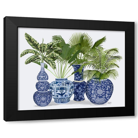 Chinoiserie Vase Group 1 Black Modern Wood Framed Art Print by Fab Funky