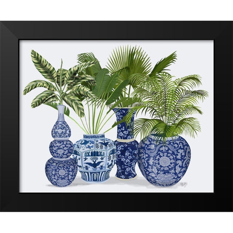 Chinoiserie Vase Group 1 Black Modern Wood Framed Art Print by Fab Funky