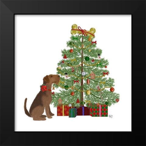 Christmas Des - Bone Tree Black Modern Wood Framed Art Print by Fab Funky