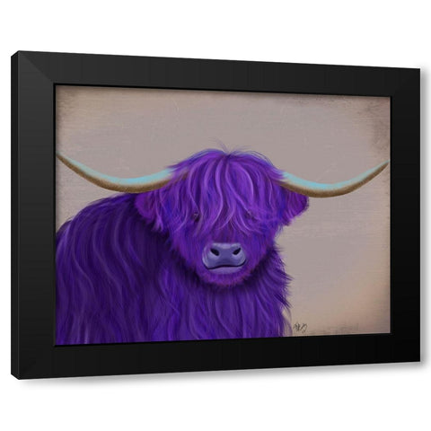 Highland Cow 5, Purple, Portrait Black Modern Wood Framed Art Print with Double Matting by Fab Funky