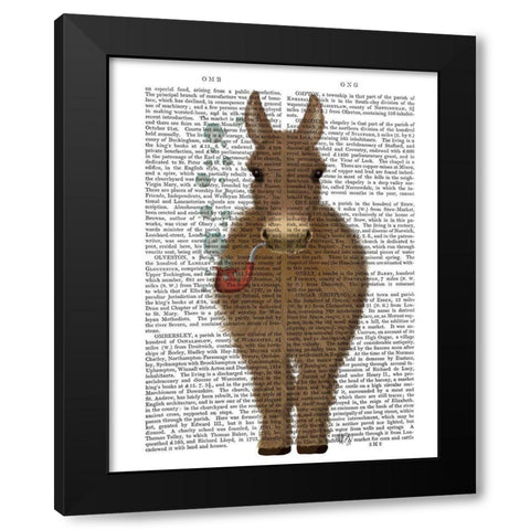 Donkey Bubble Pipe, Full Book Print Black Modern Wood Framed Art Print with Double Matting by Fab Funky