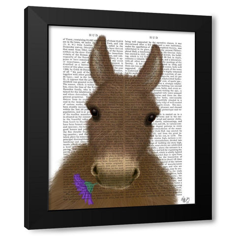 Donkey Purple Flower Book Print Black Modern Wood Framed Art Print with Double Matting by Fab Funky