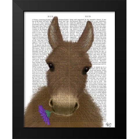 Donkey Purple Flower Book Print Black Modern Wood Framed Art Print by Fab Funky