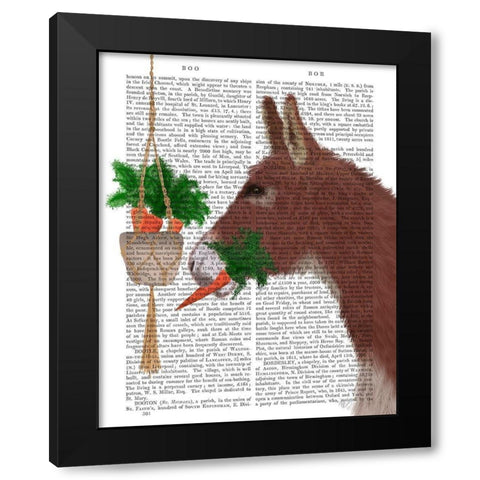 Donkey Lunch Book Print Black Modern Wood Framed Art Print with Double Matting by Fab Funky