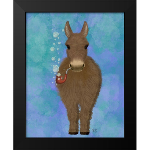 Donkey Bubble Pipe, Full Black Modern Wood Framed Art Print by Fab Funky