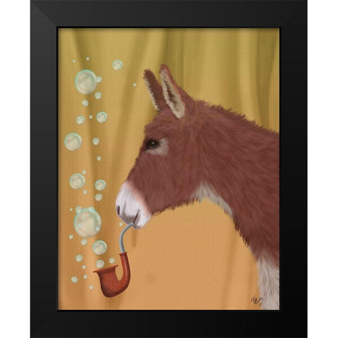 Donkey Bubble Pipe, Portrait Black Modern Wood Framed Art Print by Fab Funky