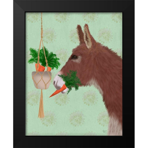 Donkey Lunch Black Modern Wood Framed Art Print by Fab Funky
