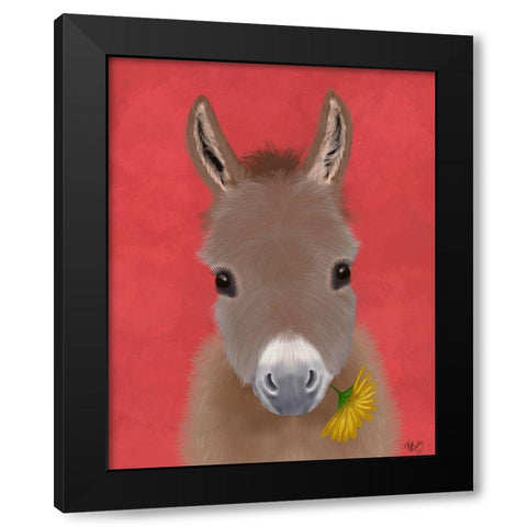 Donkey Yellow Flower Black Modern Wood Framed Art Print with Double Matting by Fab Funky