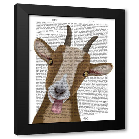 Funny Farm Goat 3 Book Print Black Modern Wood Framed Art Print with Double Matting by Fab Funky