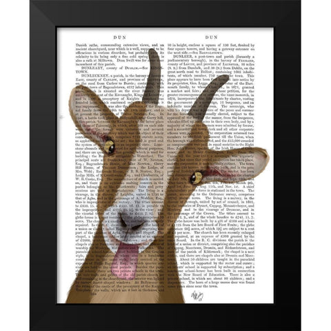 Funny Farm Goat 3 Book Print Black Modern Wood Framed Art Print by Fab Funky