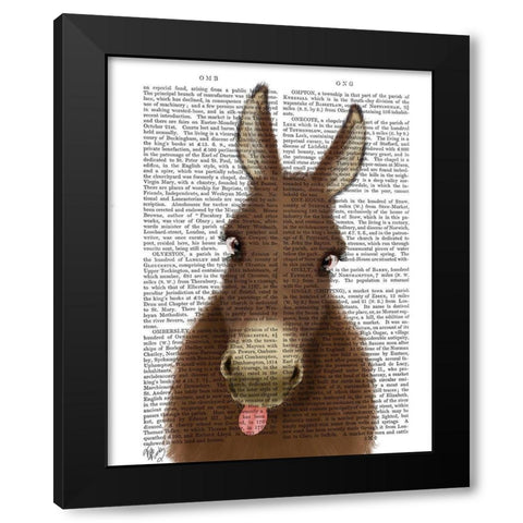 Funny Farm Donkey 1 Book Print Black Modern Wood Framed Art Print by Fab Funky