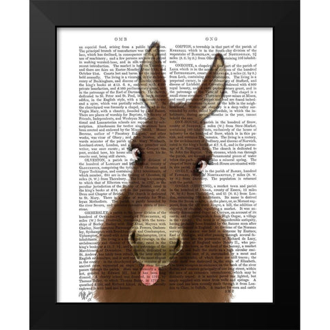 Funny Farm Donkey 1 Book Print Black Modern Wood Framed Art Print by Fab Funky