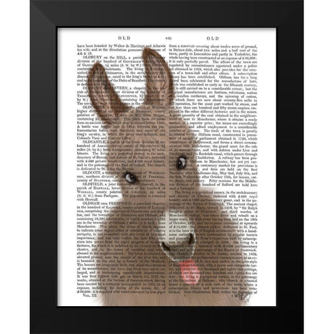 Funny Farm Donkey 2 Book Print Black Modern Wood Framed Art Print by Fab Funky
