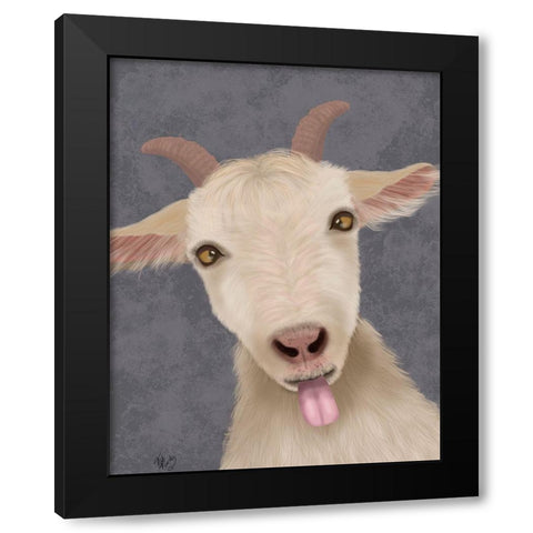 Funny Farm Goat 2 Black Modern Wood Framed Art Print with Double Matting by Fab Funky