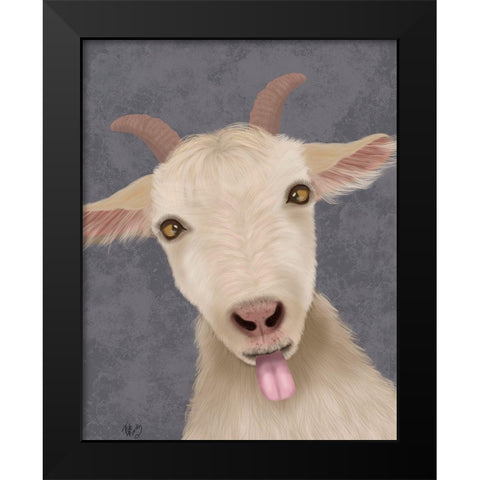 Funny Farm Goat 2 Black Modern Wood Framed Art Print by Fab Funky