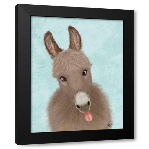 Funny Farm Donkey 2 Black Modern Wood Framed Art Print with Double Matting by Fab Funky