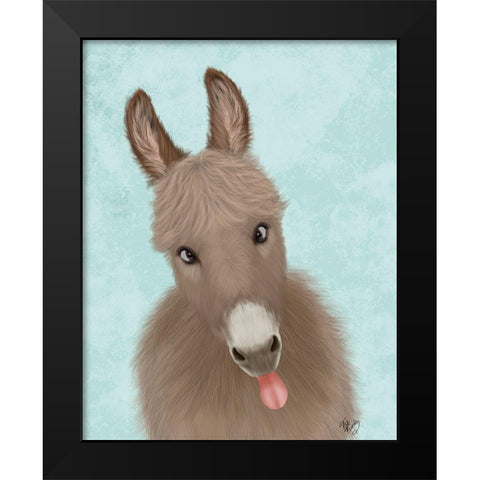 Funny Farm Donkey 2 Black Modern Wood Framed Art Print by Fab Funky