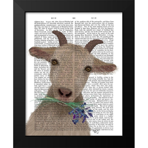 Goat and Bluebells Book Print Black Modern Wood Framed Art Print by Fab Funky