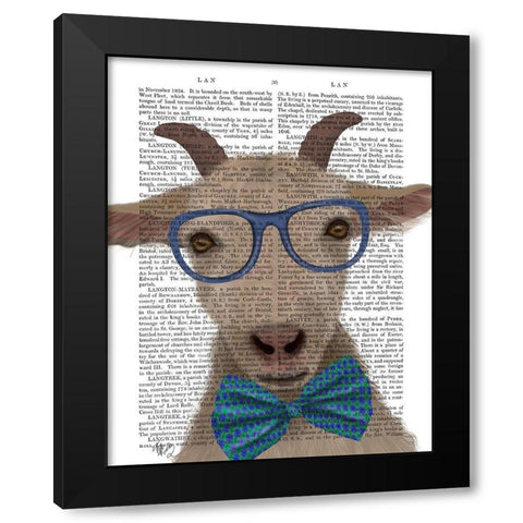 Nerdy Goat Book Print Black Modern Wood Framed Art Print by Fab Funky