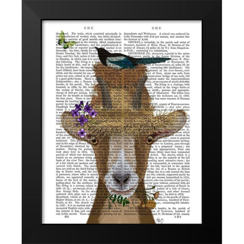 Goat In Straw Hat Book Print Black Modern Wood Framed Art Print by Fab Funky