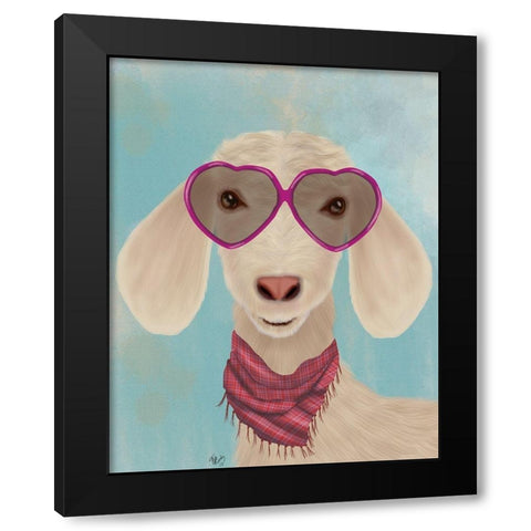 Goat Heart Glasses Black Modern Wood Framed Art Print by Fab Funky