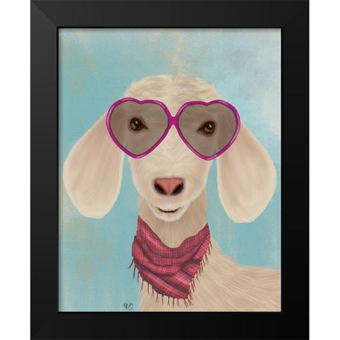 Goat Heart Glasses Black Modern Wood Framed Art Print by Fab Funky