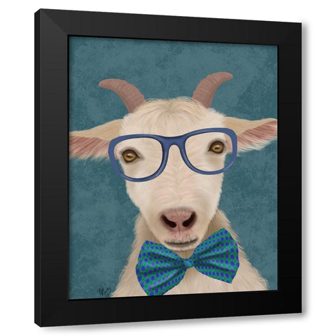 Nerdy Goat Black Modern Wood Framed Art Print with Double Matting by Fab Funky