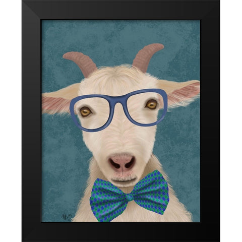 Nerdy Goat Black Modern Wood Framed Art Print by Fab Funky