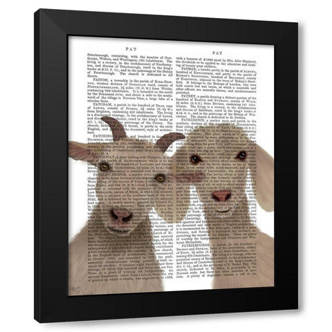 Goat Duo, Looking at You Book Print Black Modern Wood Framed Art Print with Double Matting by Fab Funky