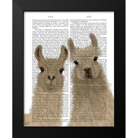 Llama Duo, Looking at You Book Print Black Modern Wood Framed Art Print by Fab Funky