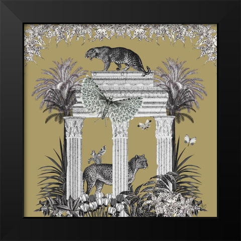 Livoris Feritas Leopard Design, Square Black Modern Wood Framed Art Print by Fab Funky