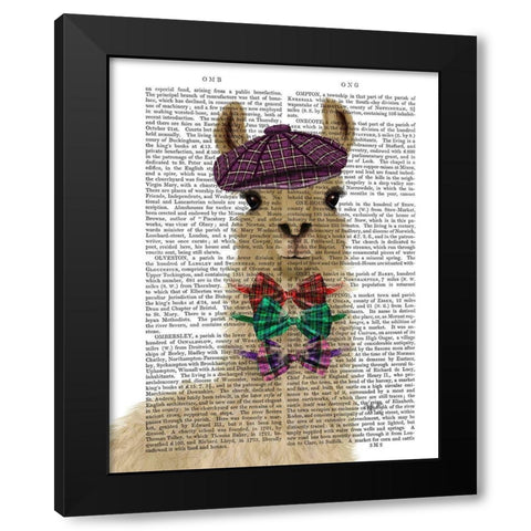 Llama Dapper Book Print Black Modern Wood Framed Art Print with Double Matting by Fab Funky