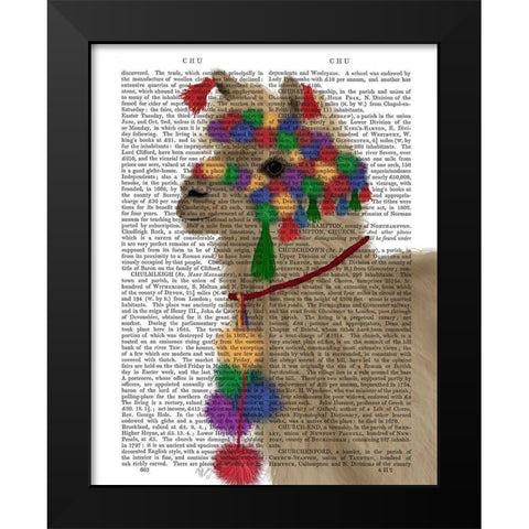 Llama Traditional 2, Portrait Book Print Black Modern Wood Framed Art Print by Fab Funky