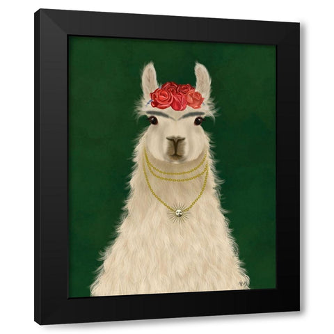 Llama F Black Modern Wood Framed Art Print with Double Matting by Fab Funky