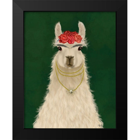 Llama F Black Modern Wood Framed Art Print by Fab Funky