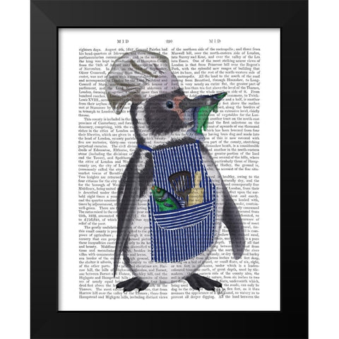 Penguin Chef Book Print Black Modern Wood Framed Art Print by Fab Funky