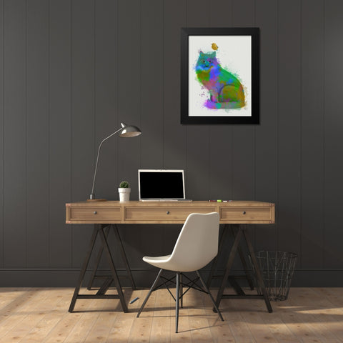 Cat Rainbow Splash 12 Black Modern Wood Framed Art Print by Fab Funky