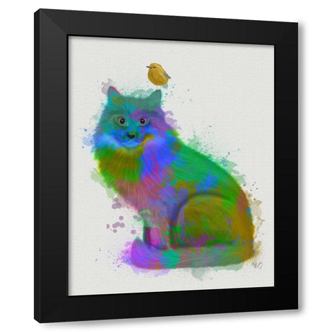 Cat Rainbow Splash 12 Black Modern Wood Framed Art Print with Double Matting by Fab Funky