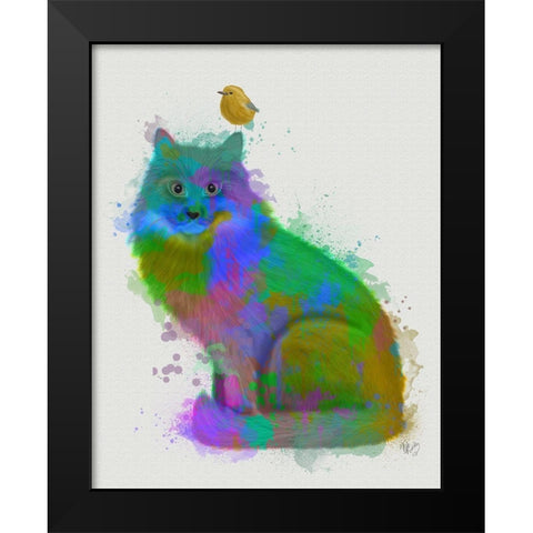 Cat Rainbow Splash 12 Black Modern Wood Framed Art Print by Fab Funky