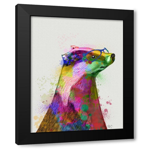 Badger Rainbow Splash 2 Black Modern Wood Framed Art Print with Double Matting by Fab Funky